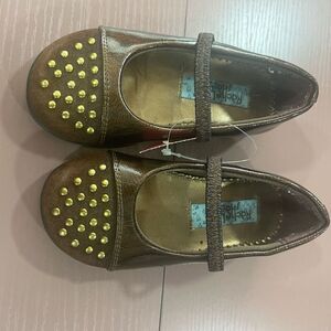 Rachel Shoes Brown and Gold Toddler Dress Shoes size 6.5